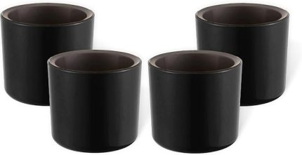 4 Adet Mimoza Saksı Küçük Boy Plastik Kaktüs Sukulent Saksısı (Siyah, 0.2 Litre)