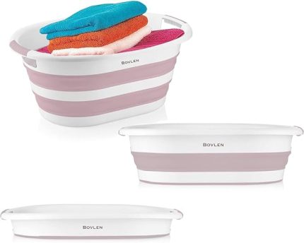 Çamaşır Sepeti - Katlanır Çamaşır Sepeti - Gri - 54,5x39x8 CM - PP+ (Pembe)