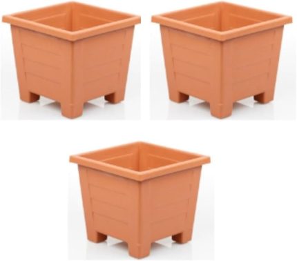 Adet Küçük Plastik Saksı Seti (kiremit), 0,6 L, Balkon ve İç Mekan İçin