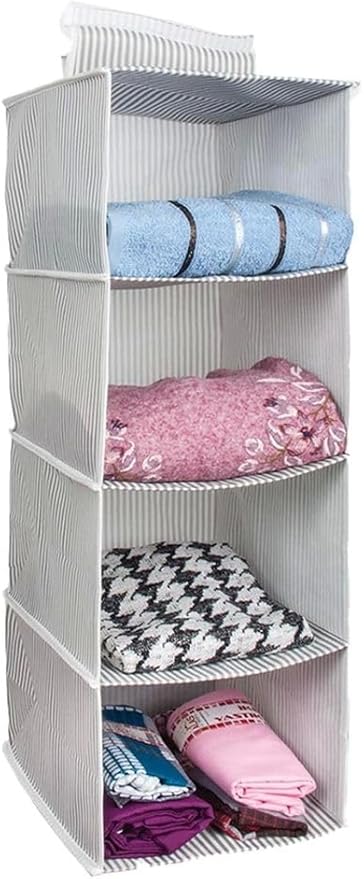 İçi Düzenleyici Katlanabilir Çok Amaçlı 4 Bölmeli Çizgili Bez Organizer (siyah)