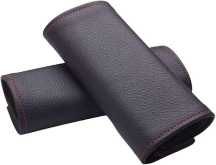 Kapı İç Kol Koruyucu Deri Kılıf Kapı Kolu Dekorasyon Ve Koruma (2 Adet) ITHAL SUNİ DERİ CIRTLI (SİYAH-KIRMIZI DİKİŞ)