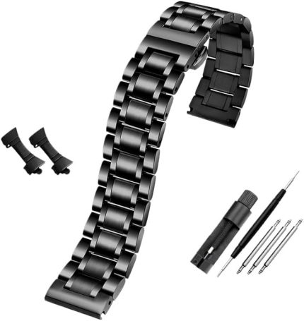Paslanmaz Çelik Kavisli Kordonlu Saat Bilezik 16mm 17mm 18mm 19mm 20mm 21mm 22mm 23mm 24mm Erkekler Için saat kayışı Bilezik(siyah,24mm)