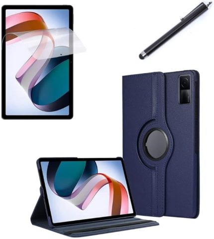 Redmi Pad SE 11inç ile uyumlu Kılıf Dönen Tablet Kilifi Ekran Koruyucu+Kalem Lacivert