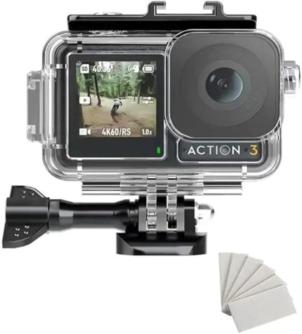 DJI OSMO Action 3/4 için Su Geçirmez Muhafaza Kılıfı, Sualtı Dalış Koruyucu Kabuk Braketli ve Buğu Önleyici Uçlar ACTION3 Action 4, 45M için Geri Dönüşümlü Kurutma