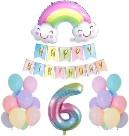 Yaş Gülen Gökkuşağı Rakam Folyo Balon Set