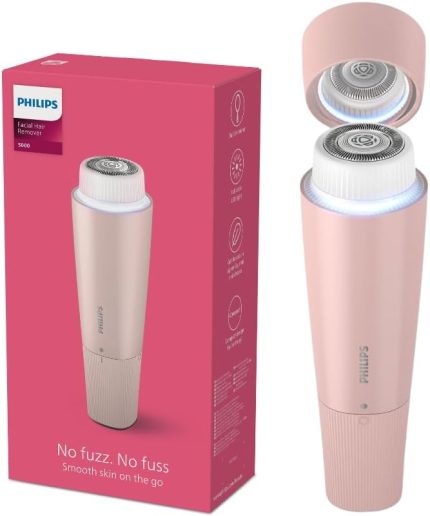 Yüz Epilasyon Cihazı, Hipoalerjenik Başlık, Tam Dairesel LED Işık, Dahili Ayna, Kendiliğinden Bilenebilir Bıçaklar, Kompakt ve Taşınabilir Tasarım, BRR454/00