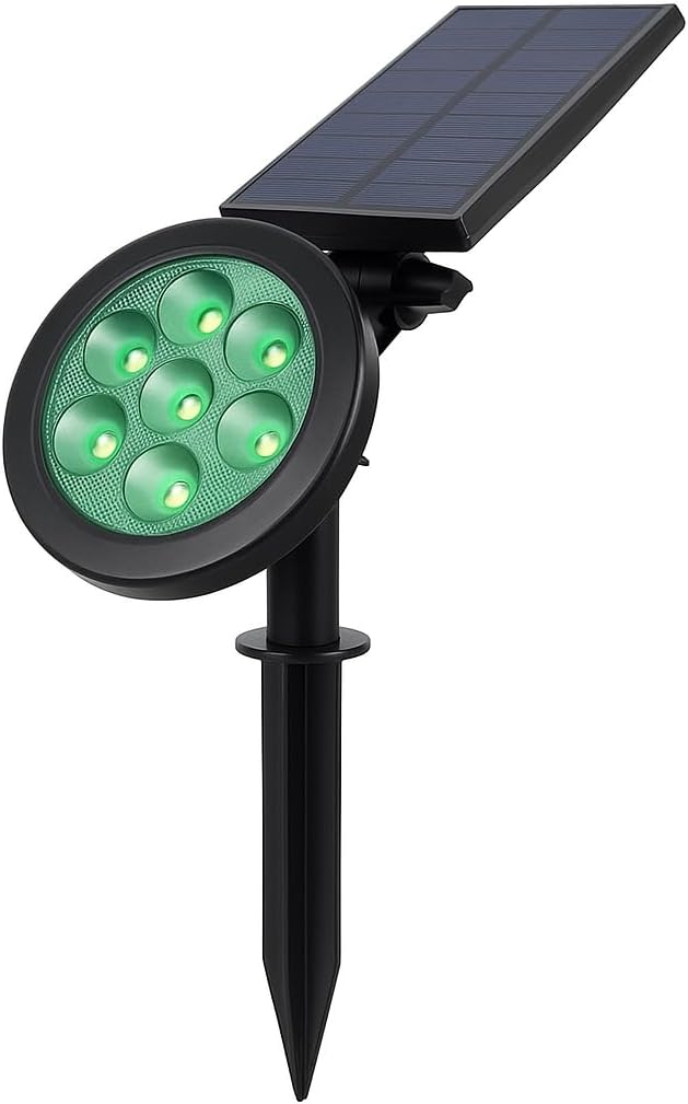Solar Bahçe Aydınlatma Lambası - 9 LED Yeşil Işık, 200 Lümen, IP65 Su Geçirmez, Güneş Enerjili Kazıklı veya Duvar Montajlı Çim Armatürü - Görsel 2