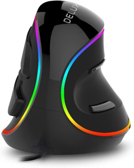 M618Plus RGB Ergonomik fare, 6 düğmeli büyük kablolu RGB dikey fare, çıkarılabilir bilek desteği, 4000 dpi ve entegre yazılım, manuel çabayı azaltır