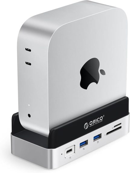 Mac Mini M4 ile MiniDock Uyumluluğu, M.2 SSD Muhafazalı 10'u 1 Arada Alüminyum USB C Hub, 10Gbps USB-C ve USB-A, 4K HDMI, Gigabit Ethernet, SD/TF Kart Okuyucular-VS10