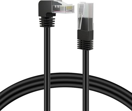 Cat6 Ethernet kablosu (sağ açı) – RJ45 90 dereceye kadar ağ bağlantısı 500 MHz 10 Gigabit altın kaplama patch fiş için tel LAN ip PS4 Fire-Stick Xbox One Smart TV Gaming & bilgisayar 1.8 M (Right Angle Up) CBL_CAT6_UP_BLK_6FT