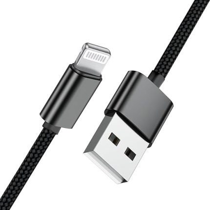 iPhone 6 6s 7 8 X Xs Xr 11 12 13 14 Pro Max Plus Uyumlu Örgülü Hızlı Şarj Kablosu Usb To Lightning Siyah