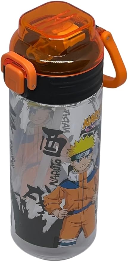 500ml Naruto Yumuşak Silikon Pipetli Kulplu Kilitlenebilir Su Matarası