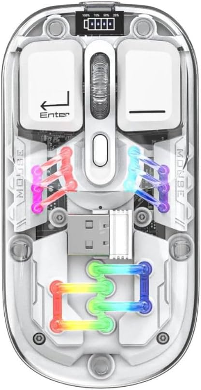 Kablosuz Gaming Rgb Işıklı 2.4G+Bt Dual Modlu Şeffaf Transparan Ofis Şık Tasarım