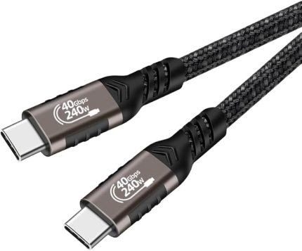 QG01 Type-C to Type-C USB4 PD Data Kablosu 240W 40Gbps 8K@60Hz 0.5 Metre Siyah