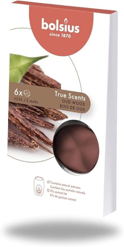 Kokulu Buhardanlık Eritme Mum Tableti - Ud Ağacı Kokulu - 6 Yuvarlak Şekilli Renkli Tablet Mum - 2-3 kere eritme ile toplamda yaklaşık 25 saat koku deneyimi