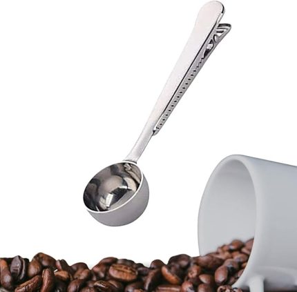 Mandallı Kahve Ölçü Kaşığı Silver Çok Fonksiyonlu Paslanmaz Çelik Kaşık