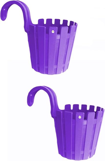 Mor Akasya Askılı Duvar Balkon Saksı 2 Adet, Askılı 2'li Mor Balkon Saksısı