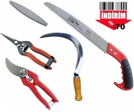 Bahçe Bağ Budama Makası Ağaç Dal Kesme Testeresi Ot Orak Tırpan Bileme Taşı