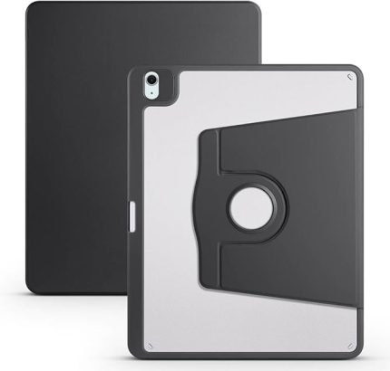 iPad Air 13 2025 M3 Kılıf Silikon Kapaklı Stand Olabilen Kamera Lens Korumalı Kalem Bölmeli Kapak Siyah