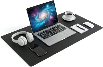 XL Deri Mouse Pad,Ofis,Masa Matı Sümen,Konforlu Mouse Pad,Çift Yönlü (Siyah)