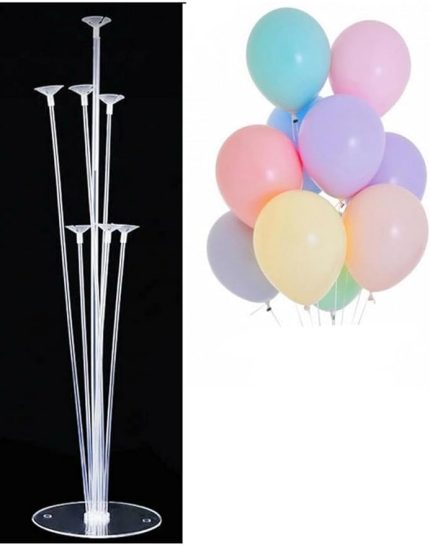 Adet 12 İnç Balon ve Balon Standı (Makaron Karışık)