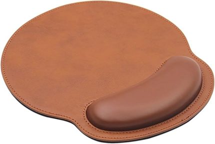 Bilek destekli ergonomik fare altlığı, el destekli fare altlığı, oyun fare altlığı, bilgisayar ve dizüstü bilgisayar için tendon kılıfı sorunları önleyici (deri kahverengi)