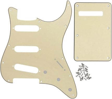 SSS Style Pickguard ve Tremolo Cavity Cover Back Plate 11 Delikli Set ABD/Meksika Standart ST Gitar Parçaları için, 3 Katmanlı Krem