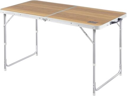 Portatif Kamp Masası, 3 Yükseklik Ayarlı, Katlanır Piknik Masası, Kolay Taşınabilir Alüminyum Masa - 120x60 - Hareli Ceviz