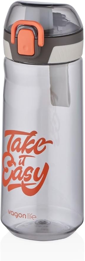 660ml Desenli Rahat Içim Polikarbon Matara (Gri)