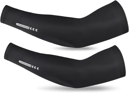 Çift UV Koruma Soğutma Kol Kollu Güneş Kollu Açık Hava Bisiklet Balıkçılık için UPF 50 Spor,BlackL
