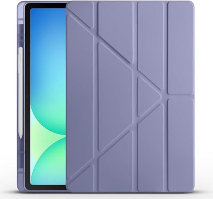 Samsung Galaxy Tab S10 FE Plus Kılıf Silikon Standlı Kalem Bölmeli Kılıf Mor