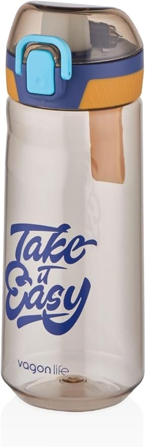 660ml Desenli Rahat Içim Polikarbon Matara (Mavi-Sarı)