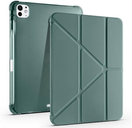 Pro 11 inç M4 2024 İle Uyumlu Kılıf Üçgen Katlanabilir Kalem Şarj Bölmeli Kılıf A2836 A2837 A3006 Haki