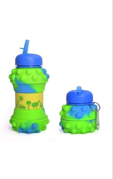 için Katlanabilir içecek şişesi, bulaşık makinesinde yıkanabilir spor şişesi, okul ve spor için, katlanabilir Matara, Sızdırmaz Matara (KarışıkPopit)