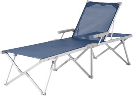 Katlanabilir Şezlong | 5 Kademe Ayarlı, UV Korumalı Kumaş, Hafif ve Taşınabilir, 120 Kg Taşıma Kapasiteli, Alüminyum Gövdeli Plaj-Bahçe-Havuz Şezlongu (Neon Yeşil/Lacivert) (Lacivert)