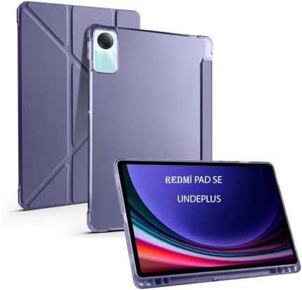 Redmi Pad SE 11inç ile uyumlu Kılıf Kalem Bölmeli Trifolding Case Mor