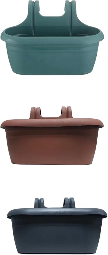 Adet Renkli Nergiz Kolay Askı Balkon Saksısı 40 cm 6,5 lt Antresit, Kahverengi, Yeşil (Karışık Renk)