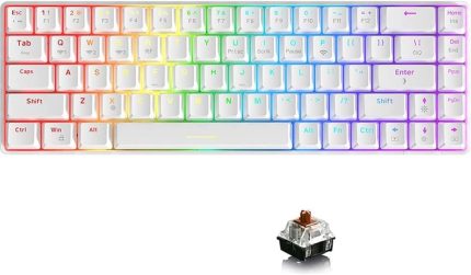 K685T Mekanik 82 Tuşlu Gaming Oyuncu Klavyesi-Rgb-Hot Swappable Beyaz- Brown Switch