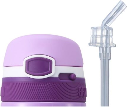 350ml Çocuk Paslanmaz Çelik Termos için Ekonomik Yedek Kapak ve Pipet Seti (Mor Kelebek)