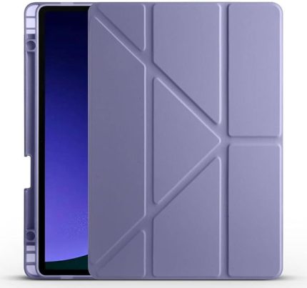 Samsung Galaxy Tab S9 FE ile Uyumlu Kılıf Tri Folding Silikon Kalem Bölmeli Katlanabilir Standlı PU Deri Yumuşak Kapak, Tablet Kılıfı [Kalem Alanı, Akıllı Kapak, Uyku Modlu] - Mor