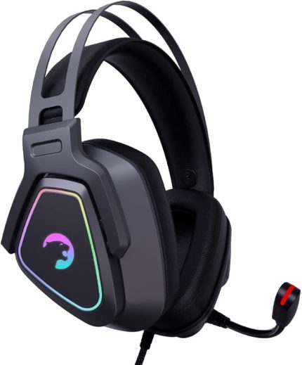 Kyruse USB Oyun Kulaklığı - 7.1 Sanal Surround Ses, 53MM Sürücülere Sahip Kablolu RGB Led Kulaklıklar, Konforlu Tasarım, 360 Mekansal Ses, Gürültü Önleyici Mikrofon, PC, PS4, PS5, Siyah