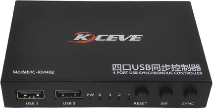Bağlantı Noktalı USB Senkronizatör USB Klavye Fare Senkron Denetleyici Alüminyum Alaşımlı KVM Switcher Geniş Uyumluluk Siyah