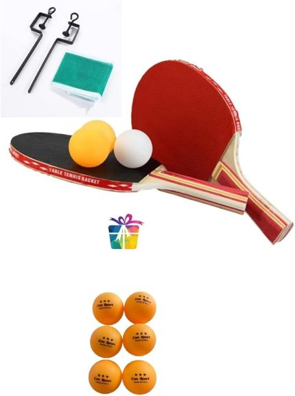 Tenis Seti Pinpon Seti 2 Raket 3 Top File Takma Aparatları+ 6 Adet Pinpon Maç Topu