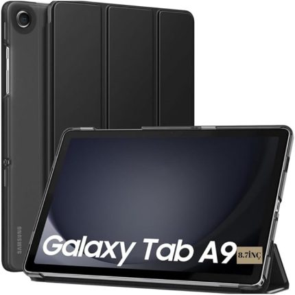 Galaxy Tab A9 8.7inç X110 X113 X115 X117 ile uyumlu Kılıf New PU Deri Smart Standlı Case Uyku Modlu Siyah