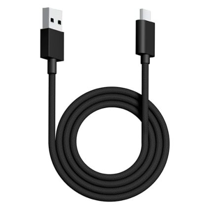 Ultra Özel Paracord Ultra Esnek USB C Kablosu Oyun Klavyesi, Fare, Şarj, Çift Kollu Mekanik Klavye Kablosu, 1.8M USB-A - USB-C, Siyah Renk