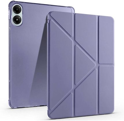 Xiaomi Redmi Pad Pro 12,1İnç ile Uyumlu Kılıf Katlanır Kalemlikli Standlı Akıllı Kapak Case, Leverder Lila