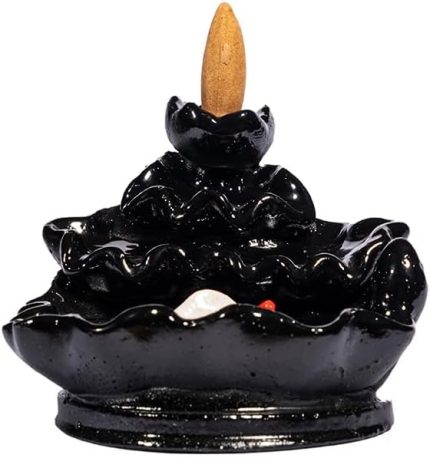 Akışlı Mistik Balık Şelale Tütsülük Black Backflow+2 Konik Tütsü Hediye (Lavanta) Hediyelik/Görsel Şölen/Duman Akışlı/Metidasyon/Yoga/Ofis/Ev/Spa dekorasyon