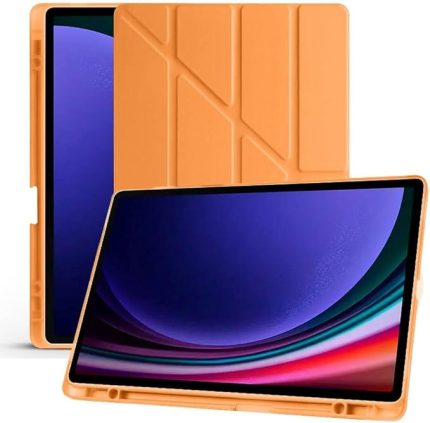 Galaxy Tab S6 Lite 2024 P610 P617 P620 10.4 Kalem Bölmeli, Smart Cover, Stand Özellikli, Pu Deri Koruyucu Kılıf (S Pen Uyumlu) (Turuncu)