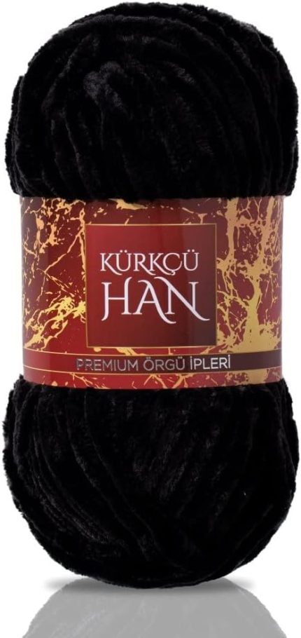 Han Kadife 100GR 95MT El Örgü İpi (Siyah)