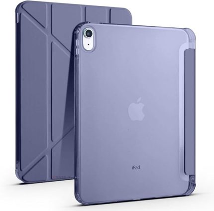 iPad (A16) 11inç 2025 Uyumlu Kılıf Üçgen Tri Folding Kalem Bölmeli Standlı Kılıfı A3355 Levender